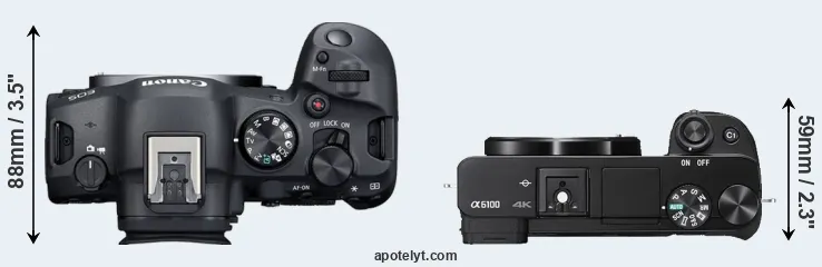 Compare R6 Mark II versus A6100 top