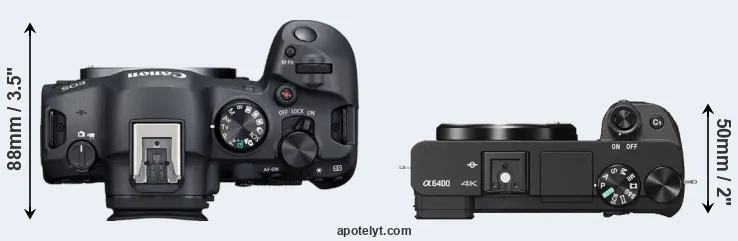 Compare R6 Mark II versus A6400 top
