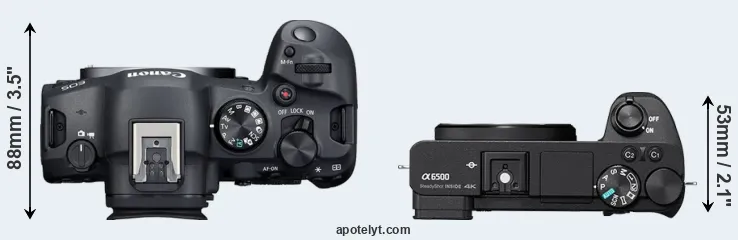 Compare R6 Mark II versus A6500 top