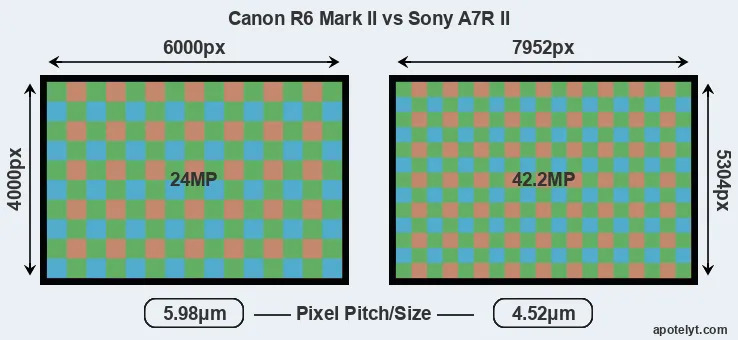 R6 Mark II versus A7R II MP