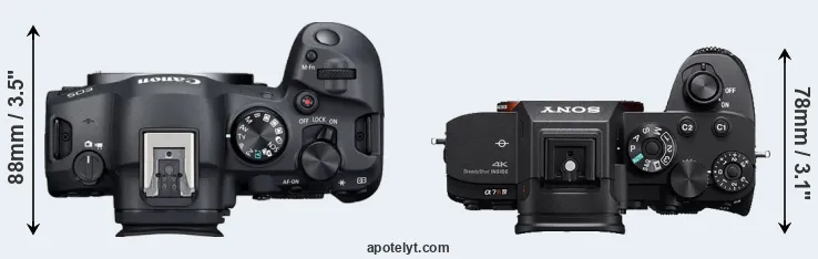 Compare R6 Mark II versus A7R IV top