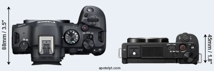 Compare R6 Mark II versus ZV-E10 top