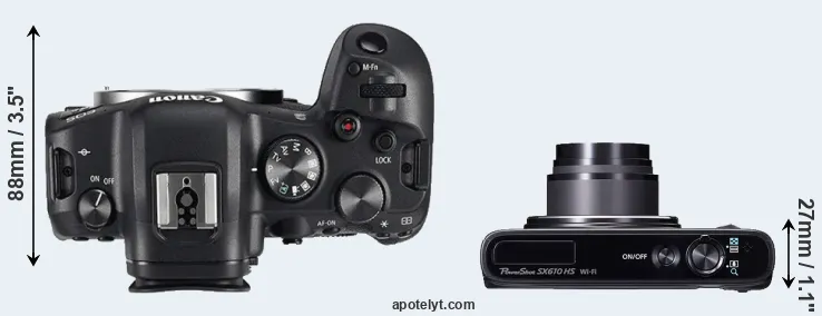 Compare R6 versus SX610 top