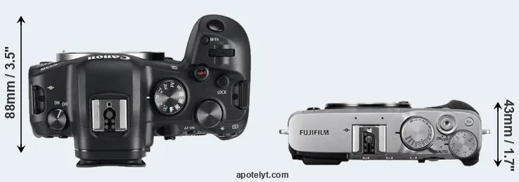 Compare R6 versus X-E3 top