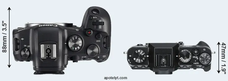 Compare R6 versus X-T30 top