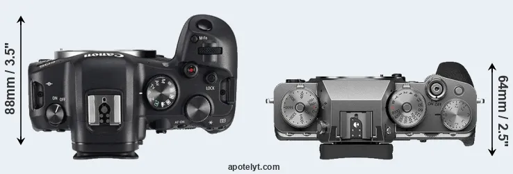 Compare R6 versus X-T4 top