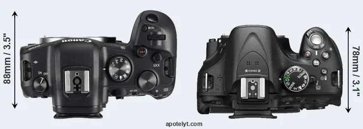 Compare R6 versus D5200 top