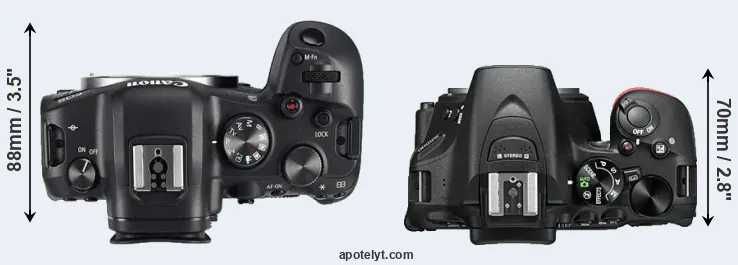Compare R6 versus D5500 top