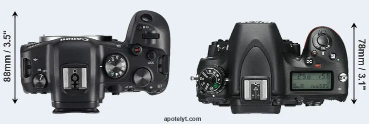 Compare R6 versus D750 top