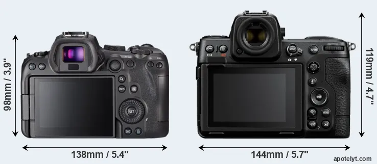 Comparison R6 or Z8 rear