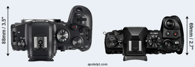 Compare R6 versus E-M1 III top