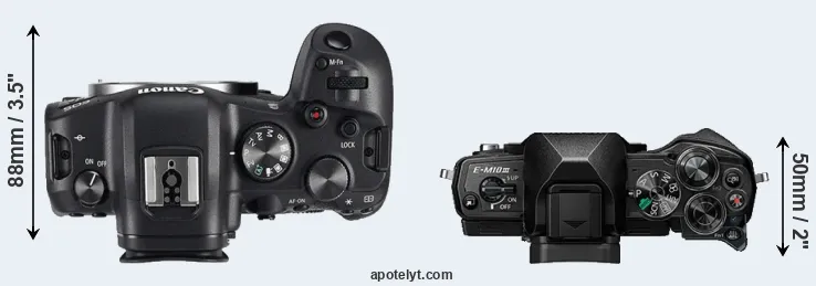 Compare R6 versus E-M10 III top
