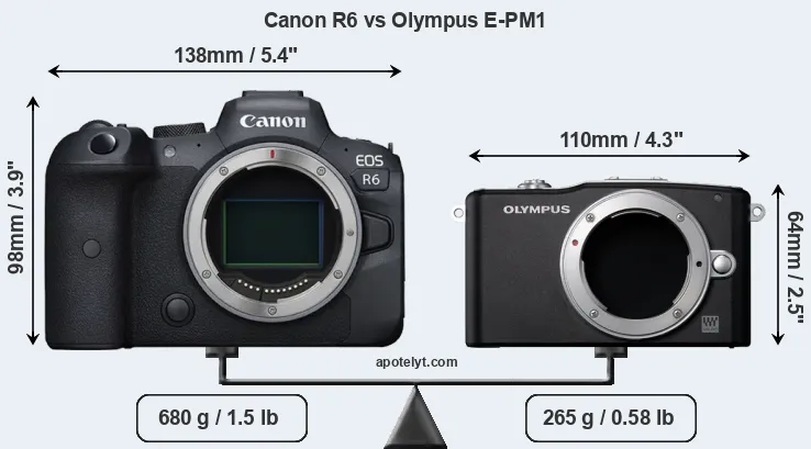 Size Canon R6 vs Olympus E-PM1