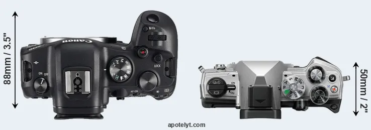 Compare R6 versus OM-5 top