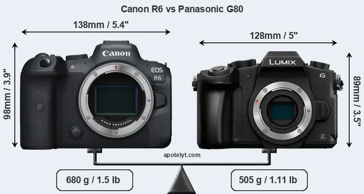 Size Canon R6 vs Panasonic G80