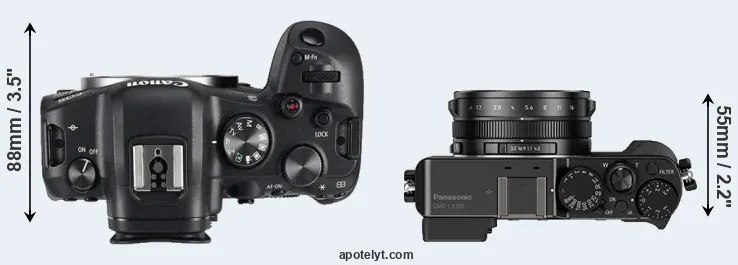 Compare R6 versus LX100 top