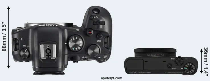 Compare R6 versus RX100 top
