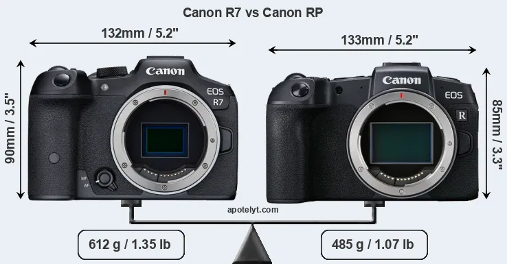 Size Canon R7 vs Canon RP