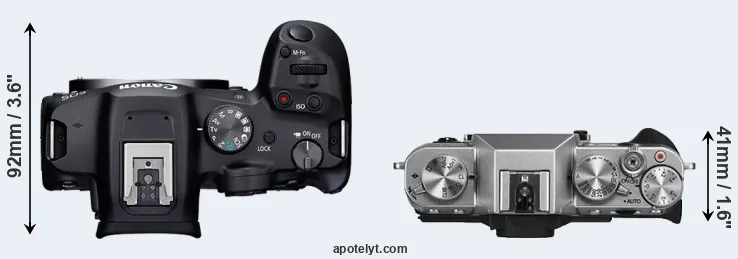 Compare R7 versus X-T10 top