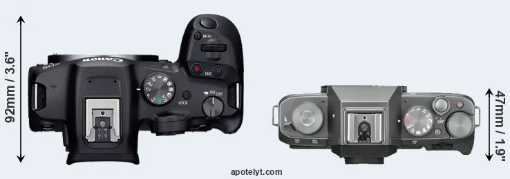 Compare R7 versus X-T100 top