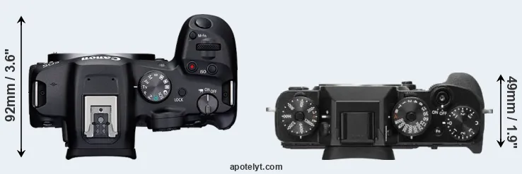 Compare R7 versus X-T2 top