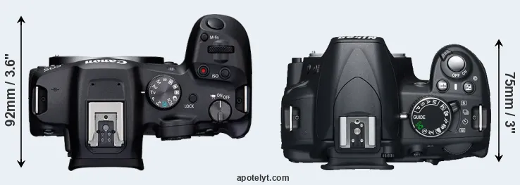 Compare R7 versus D3100 top