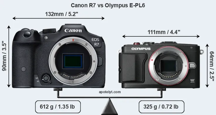 Size Canon R7 vs Olympus E-PL6