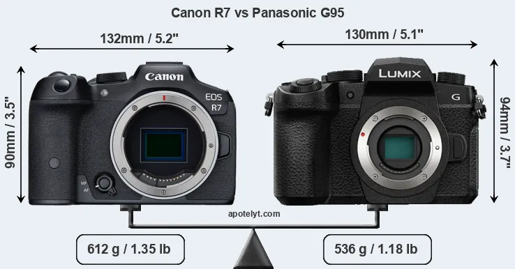 Size Canon R7 vs Panasonic G95