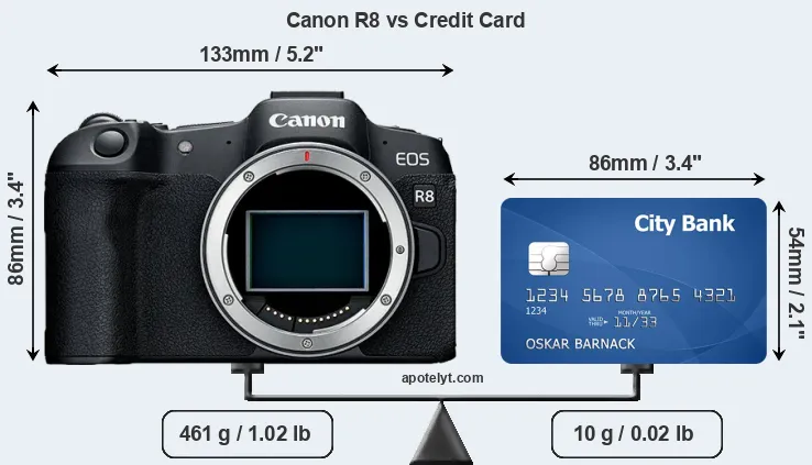 Canon R8 vs credit card front