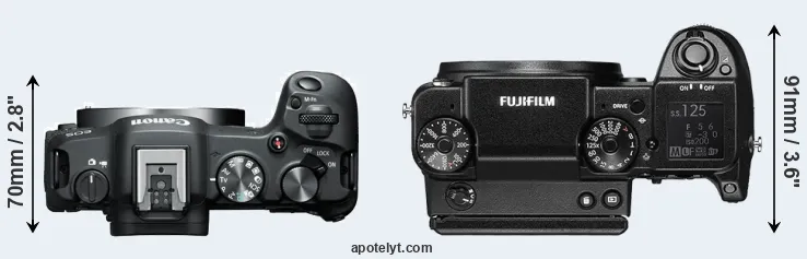 Compare R8 versus GFX 50S top