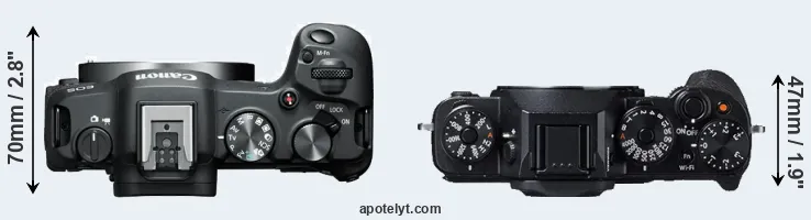 Compare R8 versus X-T1 top