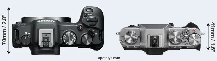 Compare R8 versus X-T10 top