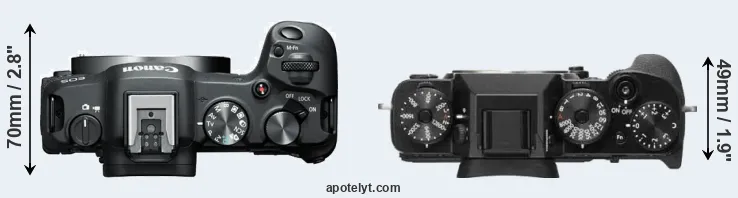 Compare R8 versus X-T2 top