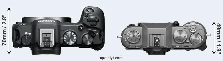 Compare R8 versus X-T50 top