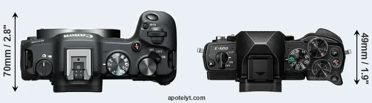 Compare R8 versus E-M10 IV top
