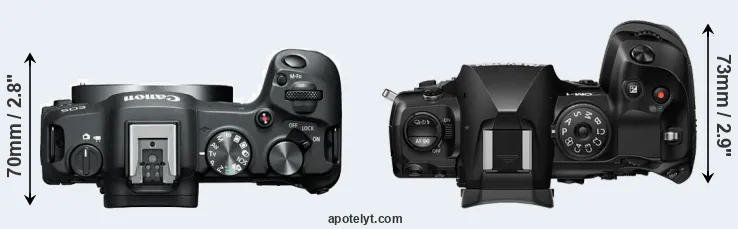 Compare R8 versus OM-1 II top