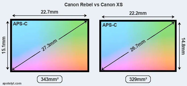 Canon Rebel and Canon XS sensor measures