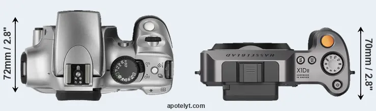 Compare Rebel versus X1D II top