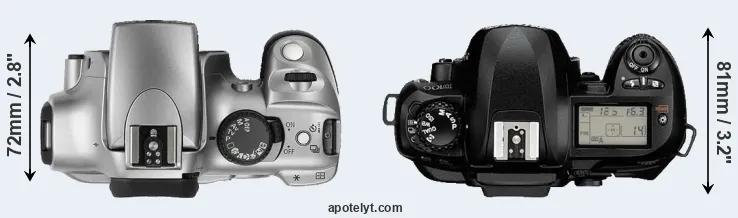 Compare Rebel versus D100 top