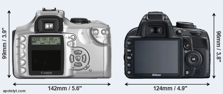Comparison Rebel or D3100 rear