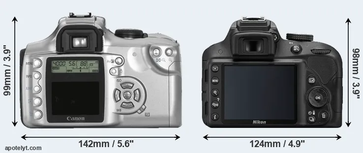 Comparison Rebel or D3300 rear