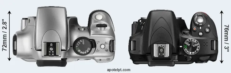 Compare Rebel versus D3300 top