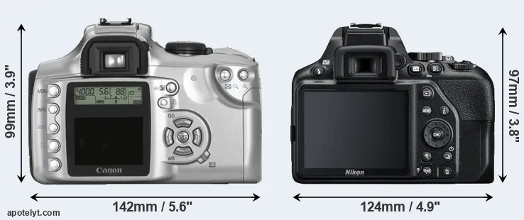 Comparison Rebel or D3500 rear