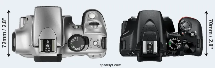 Compare Rebel versus D3500 top
