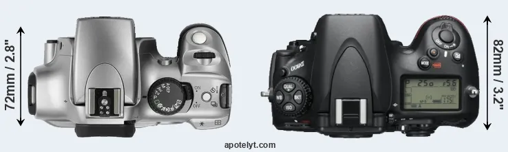 Compare Rebel versus D800 top