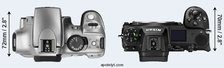 Compare Rebel versus Z7 II top