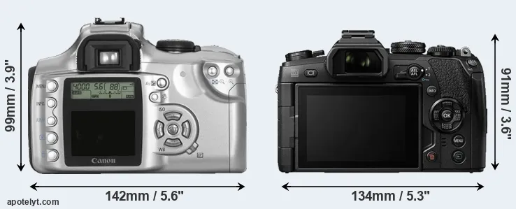Comparison Rebel or E-M1 II rear