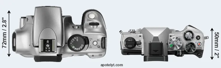 Compare Rebel versus OM-5 top