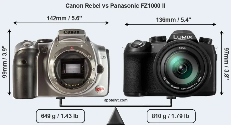 Size Canon Rebel vs Panasonic FZ1000 II