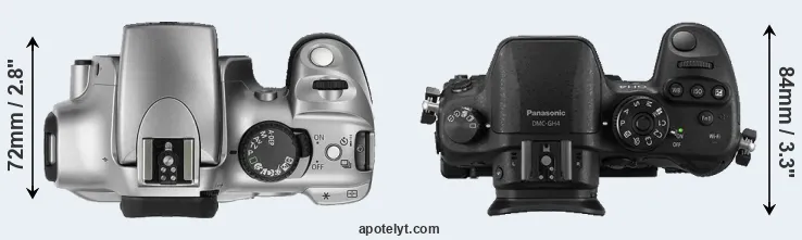 Compare Rebel versus GH4 top